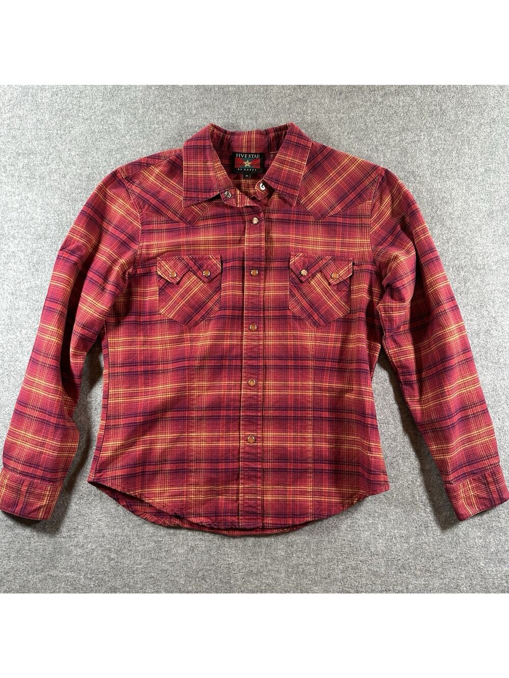 Five star By Roper Women’s Snap Button Red Plaid Western Top M
